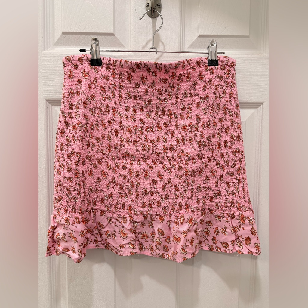 Cotton On Pink Floral Ruched Skirt Size L
